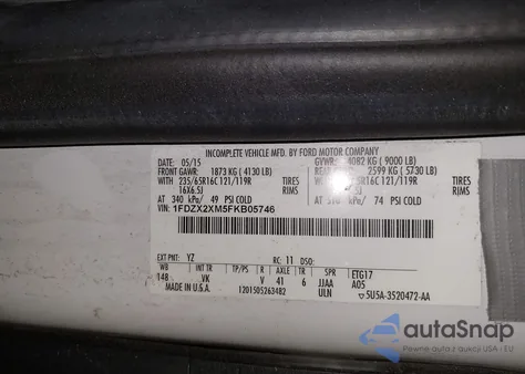 2015 Ford Transit-350 Xl из США, поврежденный, VIN 1FDZX2XM5FKB05746